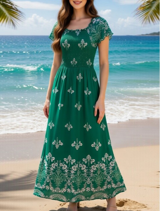 Floral Print Short Sleeved Summer Dress Floral Print Short Sleeved Summer Dress